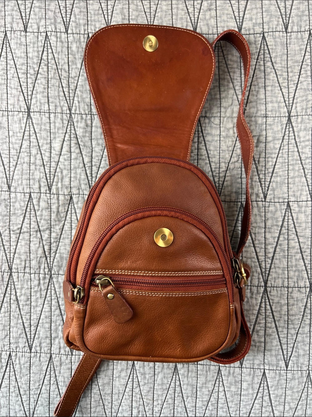 Source Unknown Tan Leather Mini Backpack - Picture 7 of 16